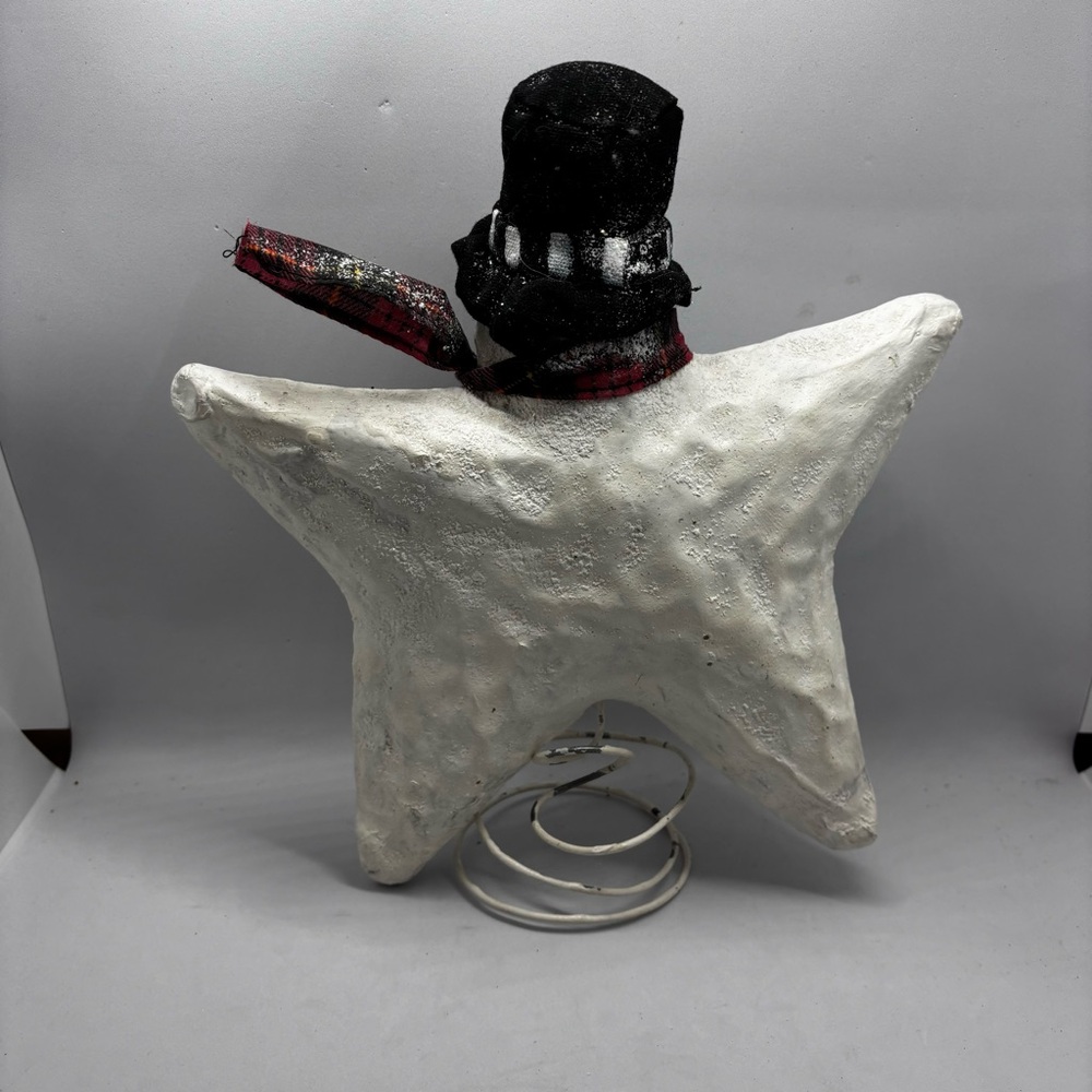 SALE-Christmas tree topper-Smowman-Star- paper mache/Primative/Farmhouse/Whim… - Picture 5 of 10